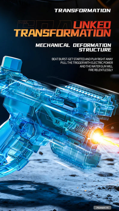 Auto Electric Water Gun LED Flame Focus Ring Space Blaster Large Capacity Rechargeable Rapid Fire Summer Pool Toy for Kids boys