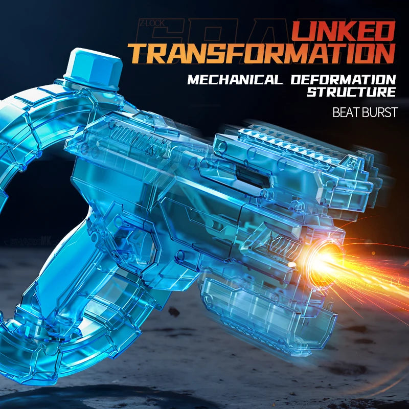 Auto Electric Water Gun LED Flame Focus Ring Space Blaster Large Capacity Rechargeable Rapid Fire Summer Pool Toy for Kids boys