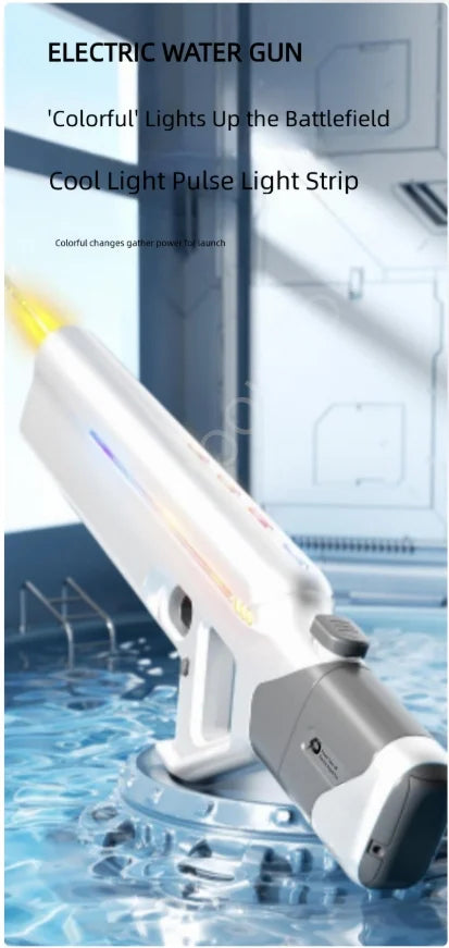 Summer Electric Water Gun Pool Battle Shooting Toy, Boys Outdoor Beach High-Pressure Water Gun Pulse Light Water Gun Adult Gift