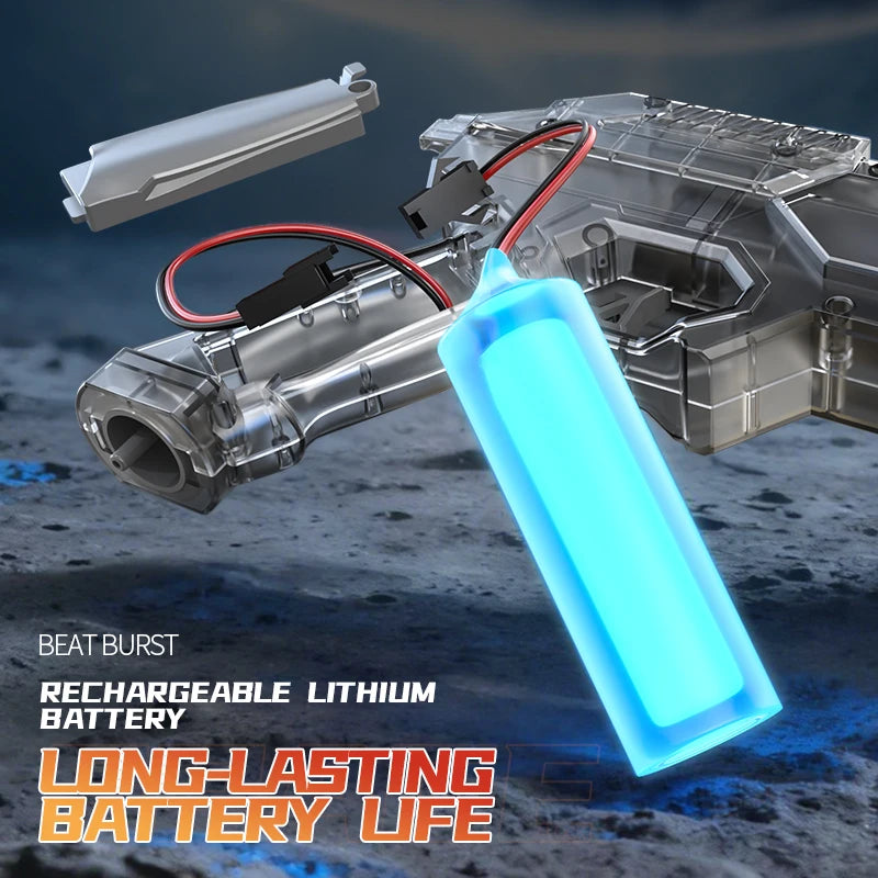 Auto Electric Water Gun LED Flame Focus Ring Space Blaster Large Capacity Rechargeable Rapid Fire Summer Pool Toy for Kids boys