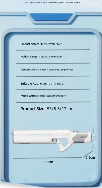 Summer Electric Water Gun Pool Battle Shooting Toy, Boys Outdoor Beach High-Pressure Water Gun Pulse Light Water Gun Adult Gift