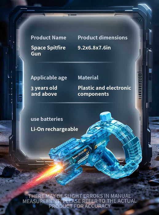 Auto Electric Water Gun LED Flame Focus Ring Space Blaster Large Capacity Rechargeable Rapid Fire Summer Pool Toy for Kids boys