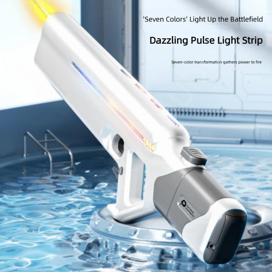 Summer Electric Water Gun Pool Battle Shooting Toy, Boys Outdoor Beach High-Pressure Water Gun Pulse Light Water Gun Adult Gift